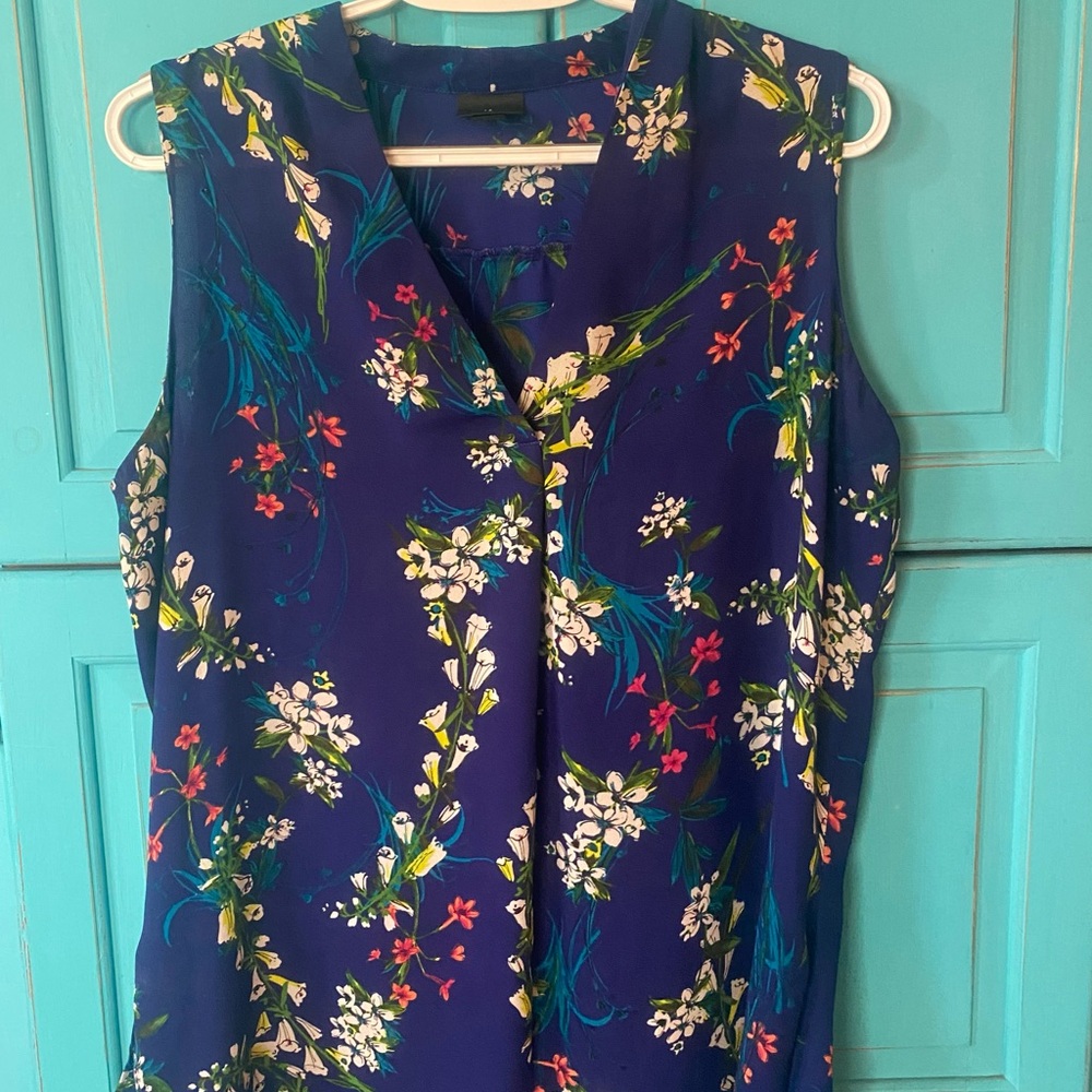Floral Breezy Top - Blue Floral - Sleeveless- Sheer - Summer - Spring - Cottage